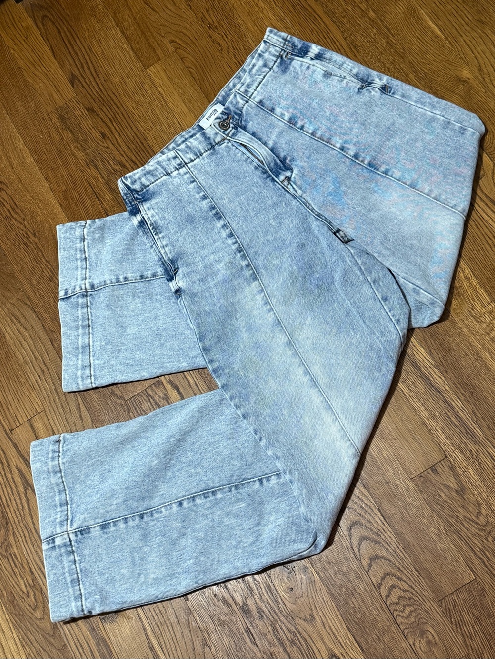 Kensie Light Blue Panel-Seam Wide Leg Jeans - Picture 4 of 6
